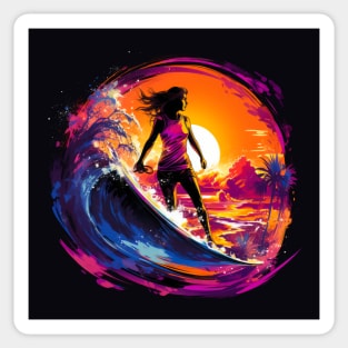 Surfing Girl Sticker